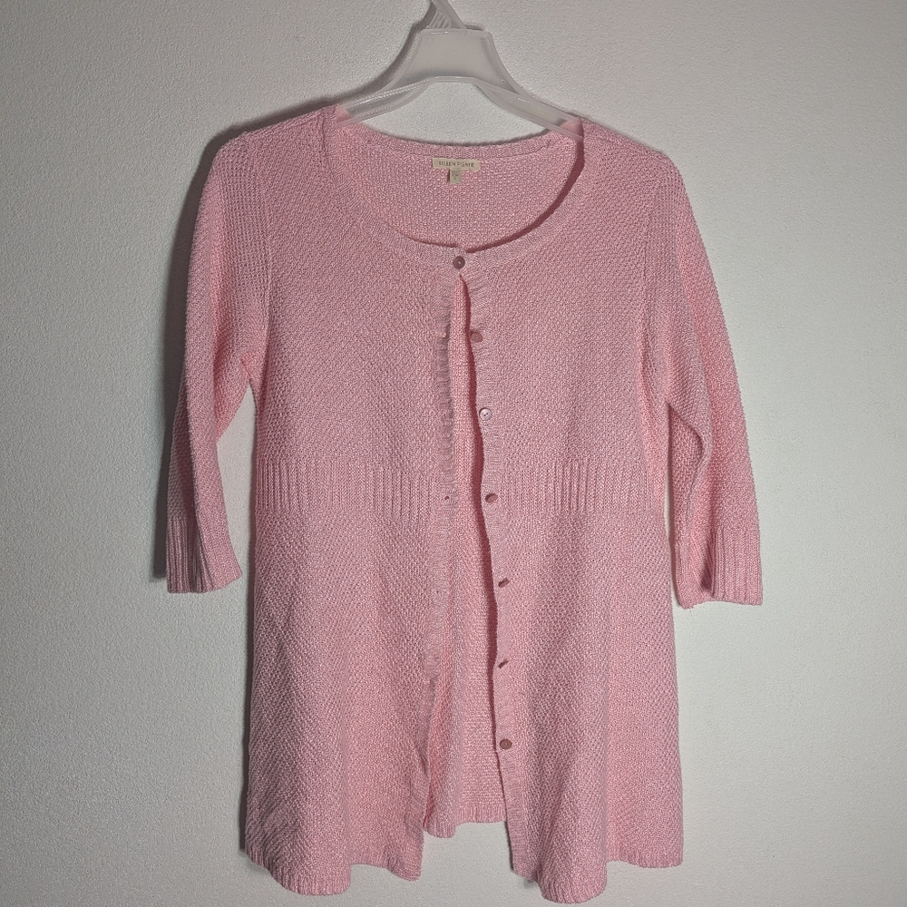 Eileen Fisher Womens Long Cardigan Sweater 100% Hemp Quiet‎ Luxury Ballet Small